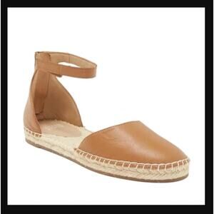 NWT Eileen Fisher Lala Tumbled Leather Espadrille Flat in Brown Size 9